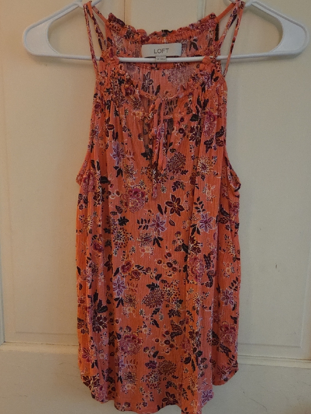 LOFT Orange Floral Tie-Neck Halter Camisole